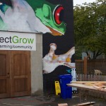 Project Grow exterior with saw and goat Portland Oct 2011 diverse mental abilities, Project Grow, Port City Development Center